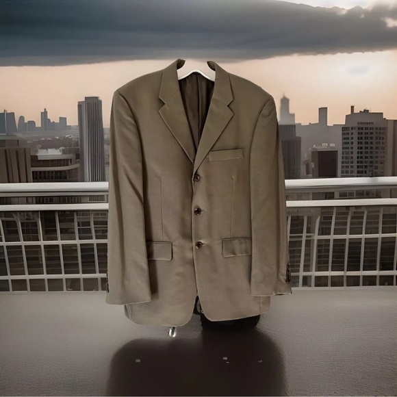 Austin Reed Men’s Tan Solid 3 Button Classic Fit Suit. Excellent condition. - Picture 9 of 11